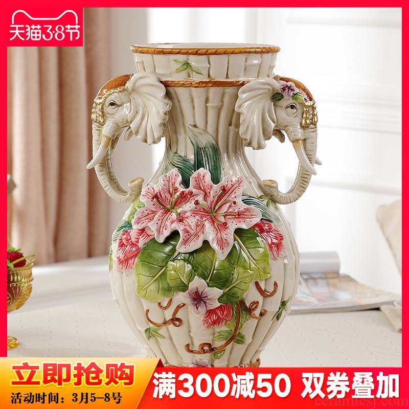 Lucky elephant vase and furnishing articles creative European American restoring ancient ways is the sitting room TV cabinet ceramic handicraft ornament
