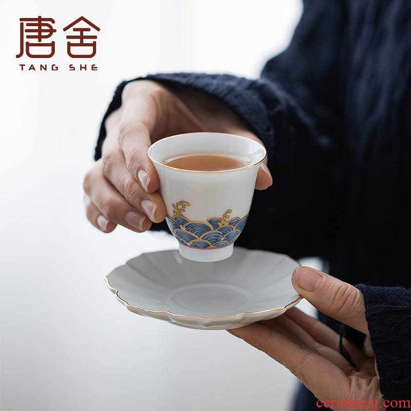 Don difference up colored enamel kung fu tea set grilled ceramic flower master cup single cup tea cup master cup bowl