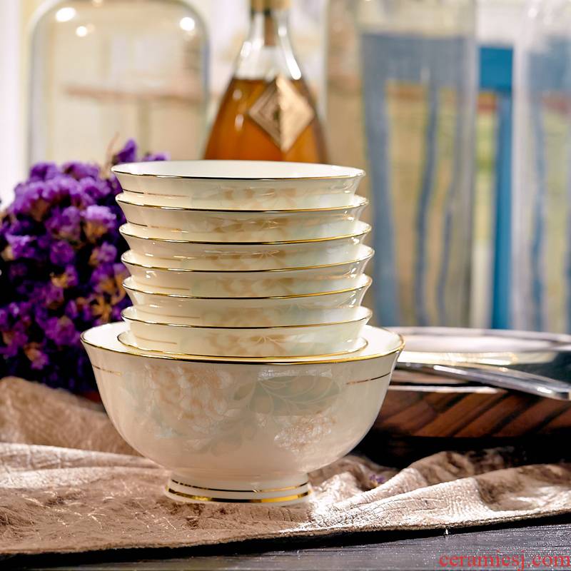 Jingdezhen porcelain ceramic tableware suit dish bowl round ipads plate combination western food steak plate