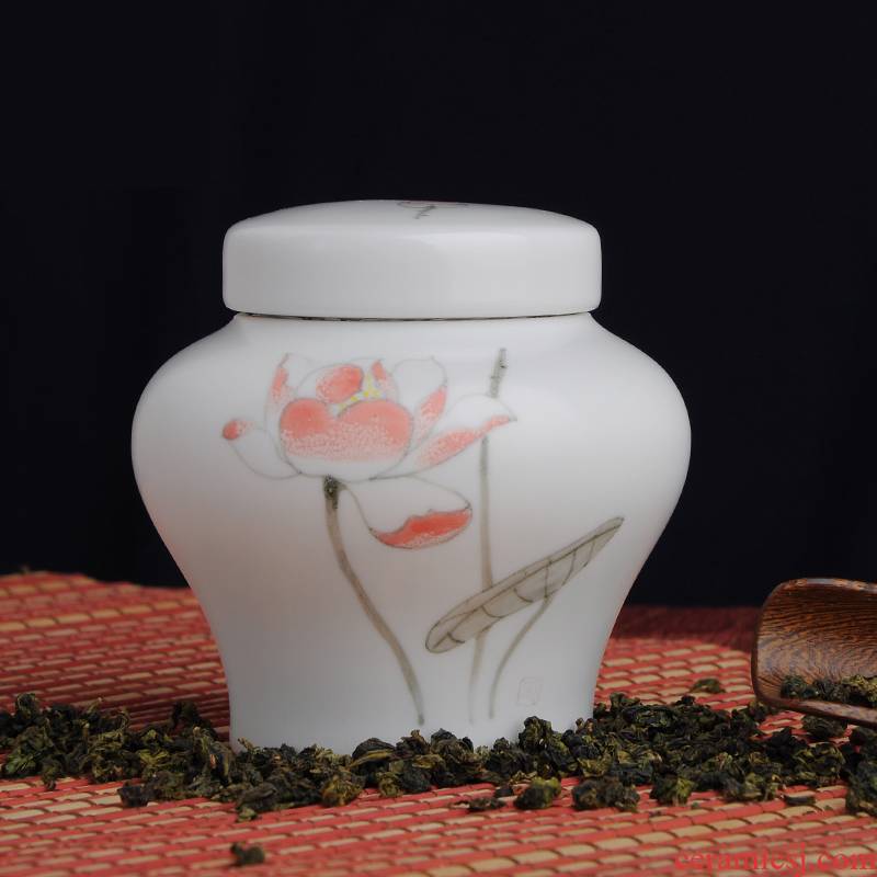DH caddy fixings jingdezhen ceramic seal pot small general storage POTS hand - made portable store green tea pot