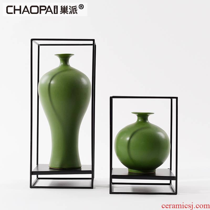 The new Chinese style green ceramic floor furnishing articles lobby while what TV wine porch displayed soft decoration