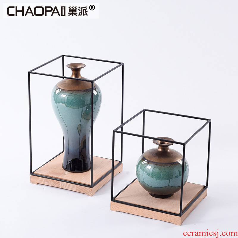 New Chinese style gradient ceramic pot furnishing articles example room the hotel porch side what study a long narrow table floor soft decoration