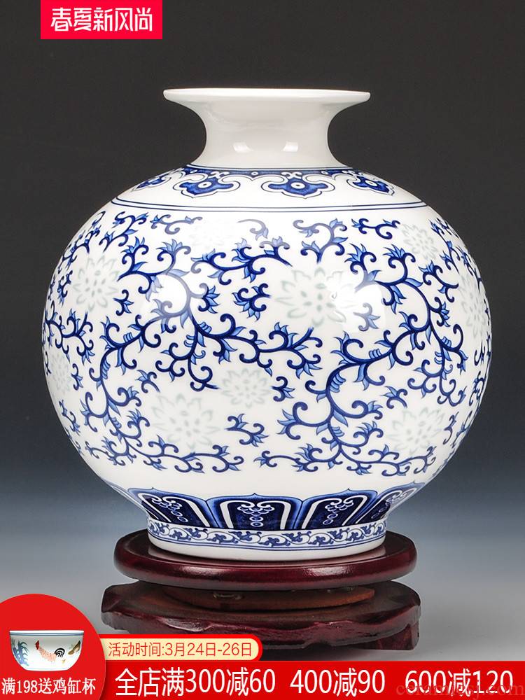Jingdezhen blue and white ceramics and exquisite ipads porcelain vase flower arranging new Chinese style living room home wine ark, adornment furnishing articles