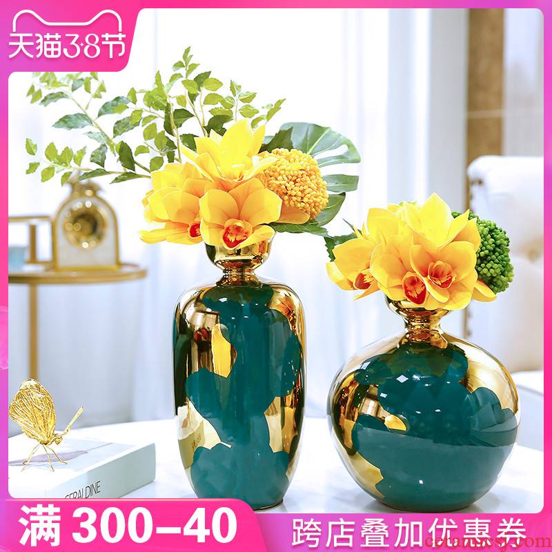 American ceramic vase furnishing articles home sitting room dried flowers flower arrangement of Europe type TV ark, the table decorations decoration ideas