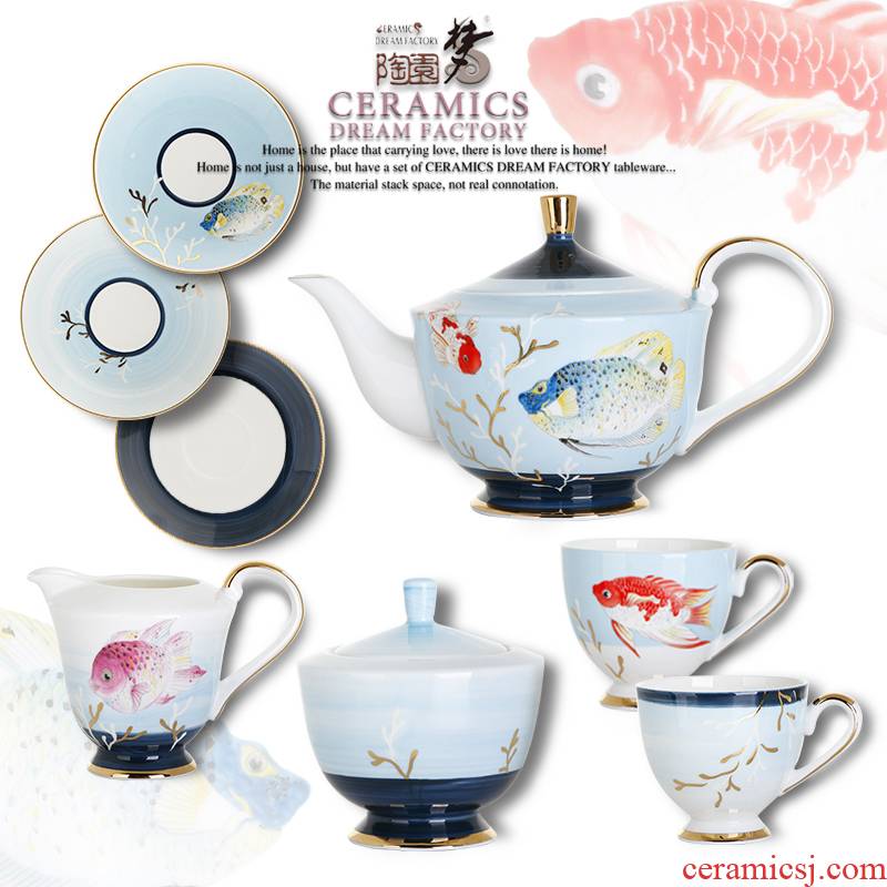 Afternoon tea tea set hand - made ipads China English coffee set Chinese high - grade household gifts coffee set suits for