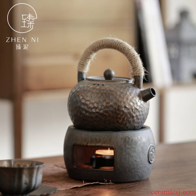 By Japanese manual fine gold mud girder pot of ceramic based retro alcohol warm tea stove heating base kung fu tea set