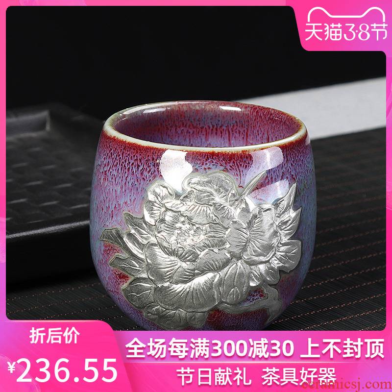 999 sterling silver cup health household jingdezhen hand - made sample tea cup silver cup kung fu master cup single cup size