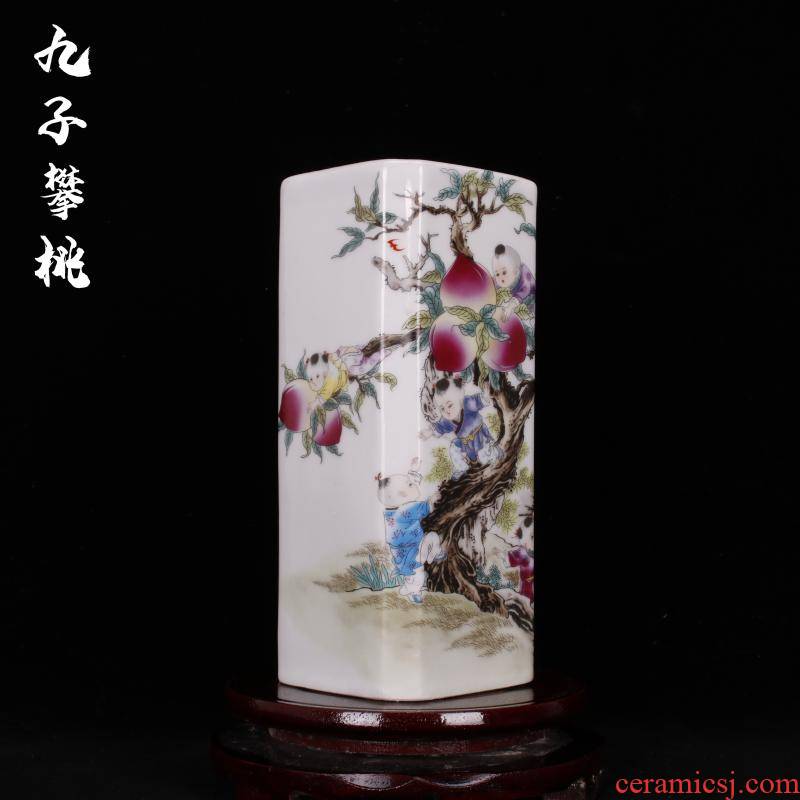 Archaize of jingdezhen porcelain porcelain industry of overall province of the republic of China company pen container antique household decoration as furnishing articles