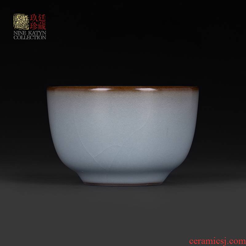 Nine at the up manual small single cup tea cup master cup kung fu tea set a single open the slice of jingdezhen ceramic glaze