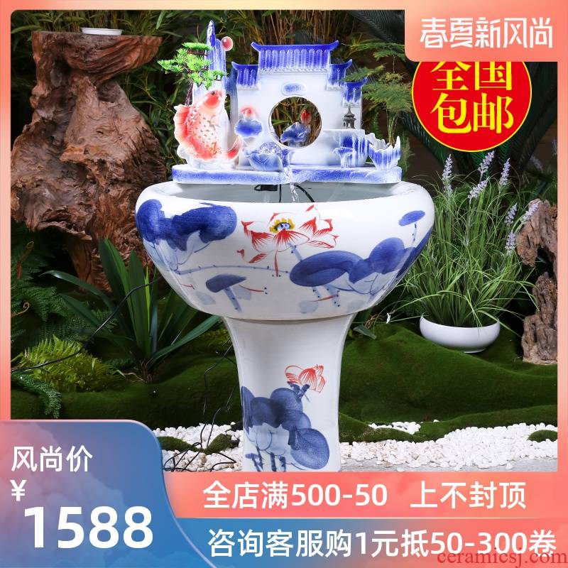 Jingdezhen ceramics pillar landing fish king goldfish bowl lotus basin brocade carp cylinder tortoise