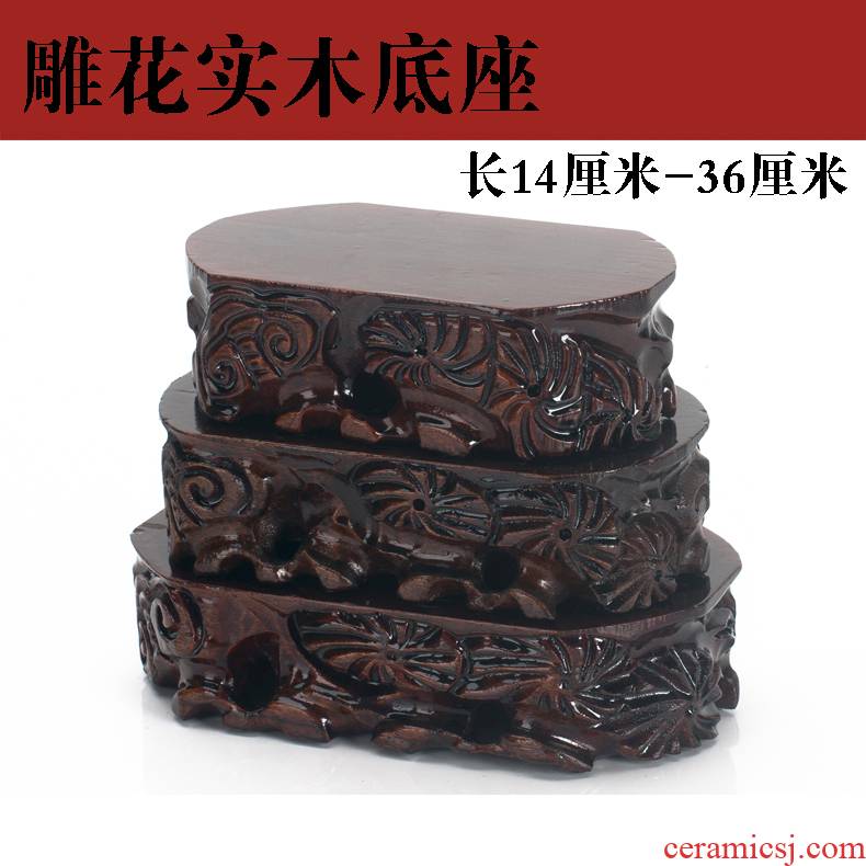 Solid wood base stone, jade statues are it bonsai flower bottle carved on mount taishan stone irregular oval