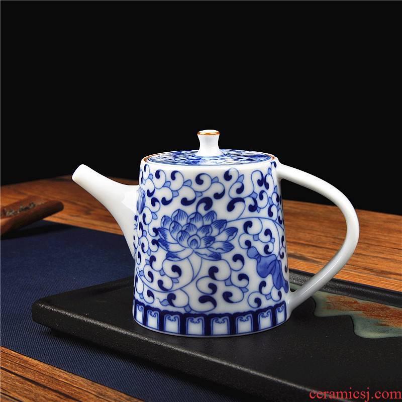 Jingdezhen blue and white glaze ceramic teapot hand - made teapot home office under the kung fu tea pot