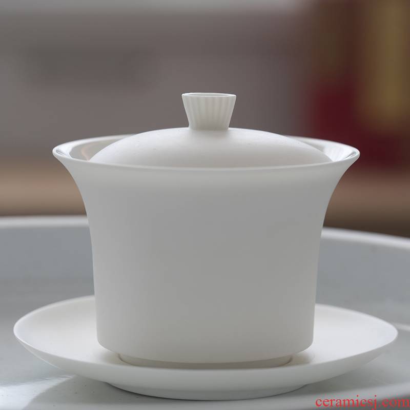 Unknown white porcelain impression only three tureen ceramic bowl kung fu suit Japanese hot tea light proof with cover in a teacup