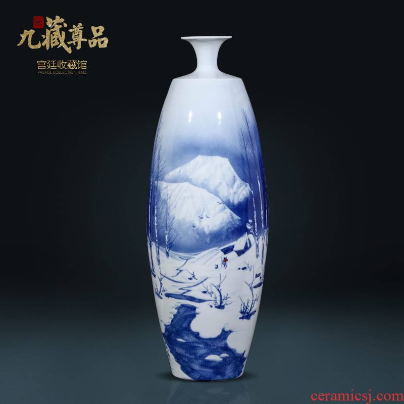 The Master of jingdezhen ceramics hand - made snow of blue and white porcelain vase Chinese style living room TV cabinet decorative furnishing articles arranging flowers