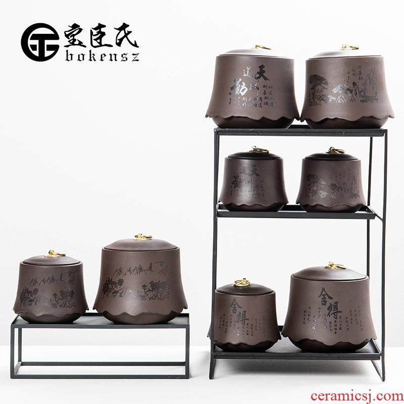 Treasure minister 's purple sand tea pot, coarse pottery seal storage tank ceramics pu' er tea accessories