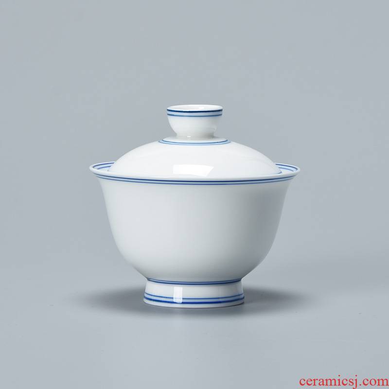 Jun ware tureen thin foetus ceramic three cups to the qing bowl no riding high double xuan wen blue cover cup by hand