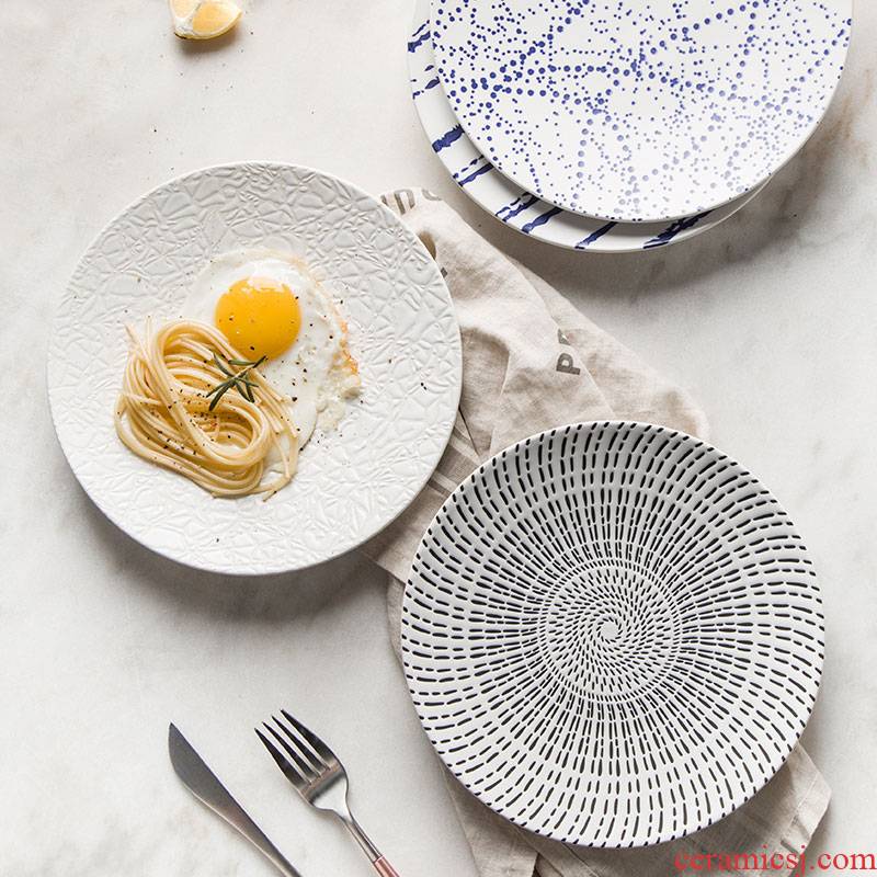 Creative Japanese hand - made ceramic disc nice steak dinner plate plate plate of pasta plate disc household food dish