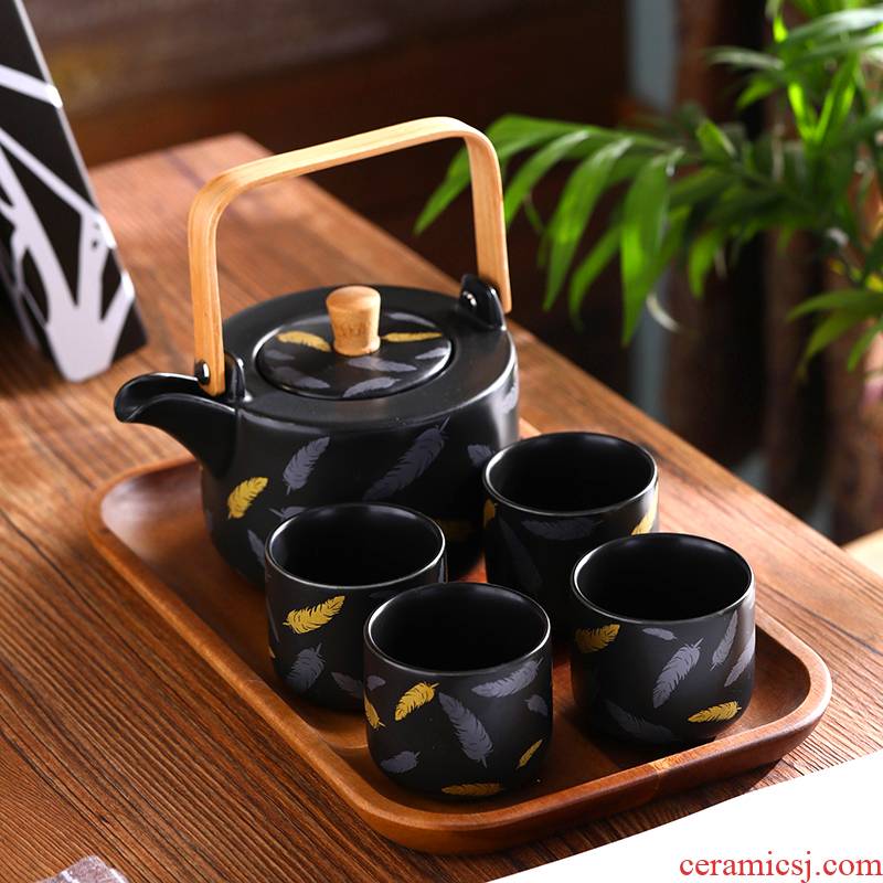 Modest Chinese kung fu tea set household contracted and I art ceramics jingdezhen tea cup teapot tea art is the living room