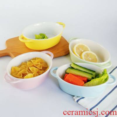 Love graces and colorful candy color ceramic bowl of Korean household ears for job microwave oven for 400 ml
