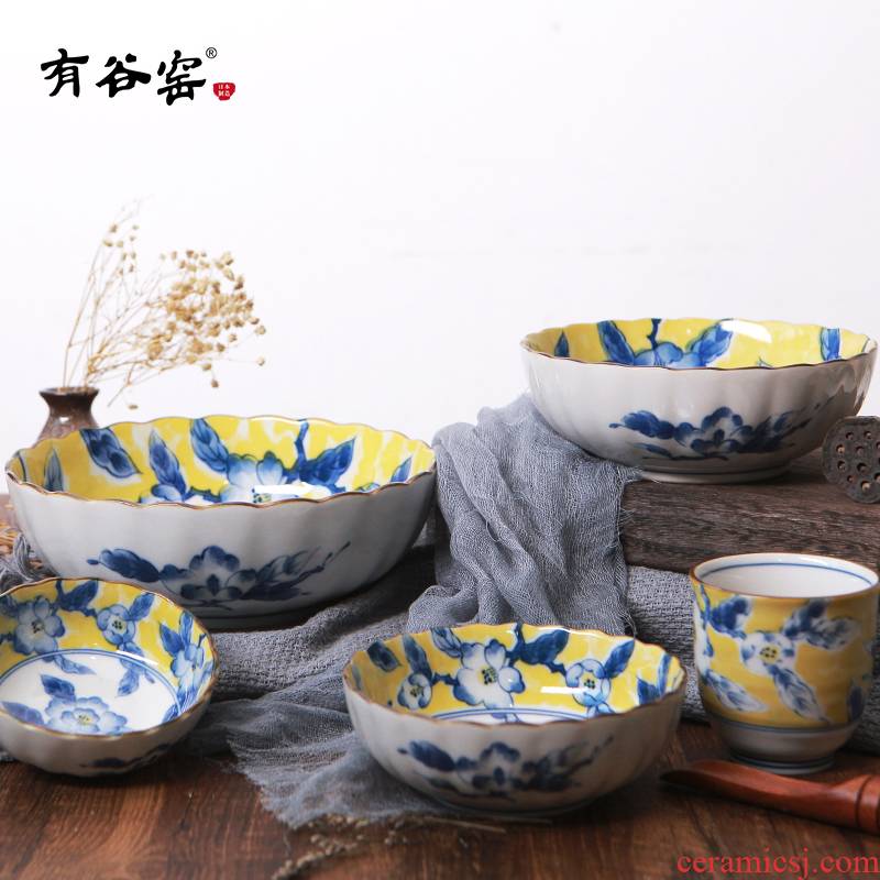 Japan have valley up ceramic soup plate wave side dishes flowers restore ancient ways shallow bowl bowl rice bowls