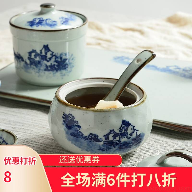 Ceramic Japanese three points with a single bird 's nest soup tureen household cup steamed egg bowl simmer method of microwave special soup bowl