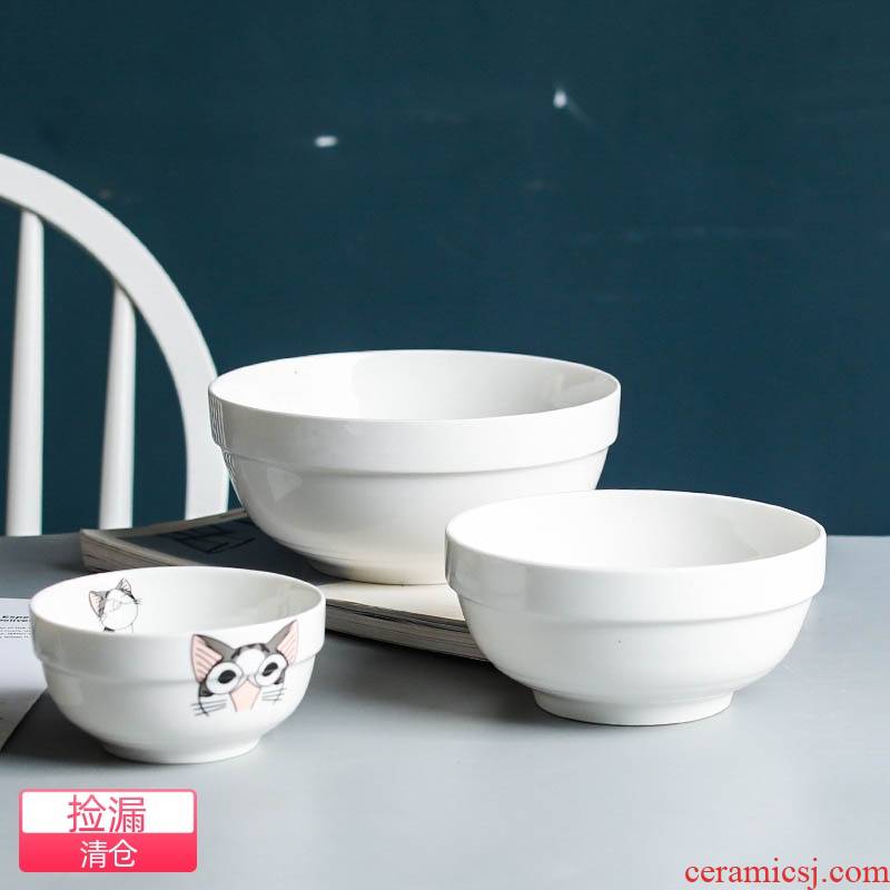 Plain rice bowls of household ceramics treasure pure white ipads porcelain suit creative microwave bowl of rice bowl
