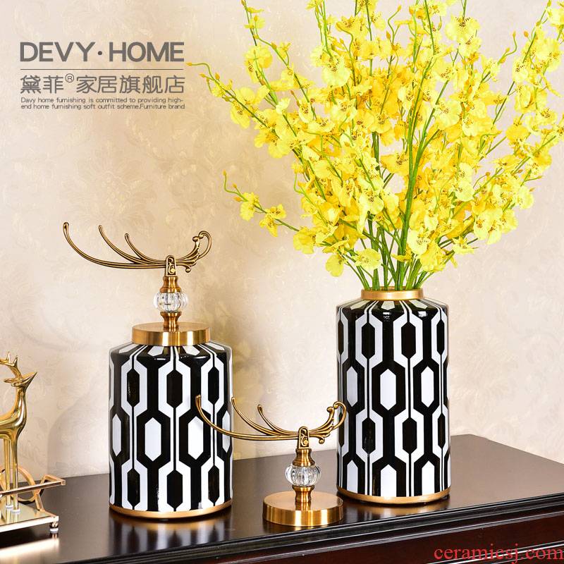 Postmodern American light key-2 luxury ceramic vase furnishing articles European sitting room porch simulation flower art flower arranging home decoration