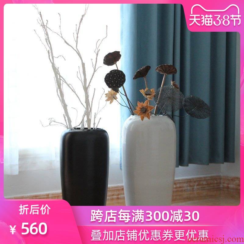 Nordic contracted and I American home hotel adornment, black white ceramic floor vase furnishing articles