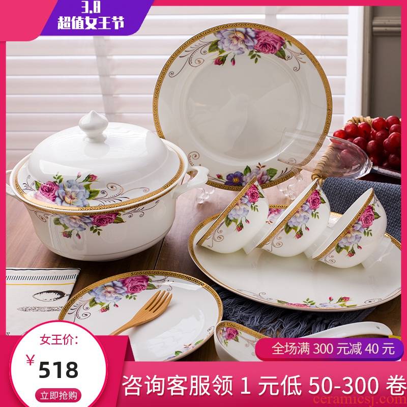 Gogaku dishes suit household of Chinese style simple jingdezhen ceramic bowl chopsticks combination ipads porcelain tableware continental plate of the spoon