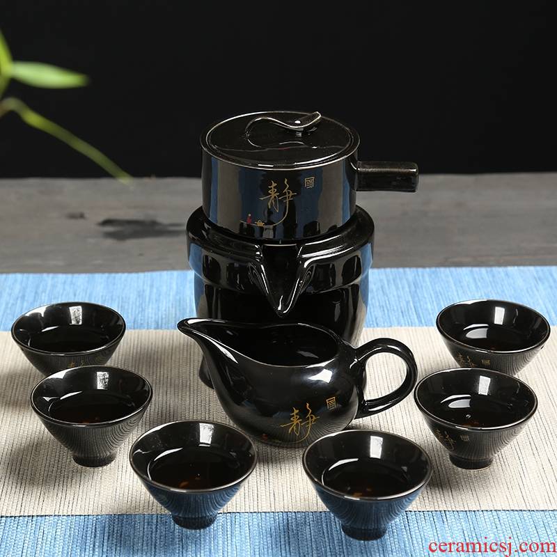 Zhuo royal kung fu tea set suit creative lazy semi - automatic tea purple sand pottery and porcelain of a complete set of archaize home office