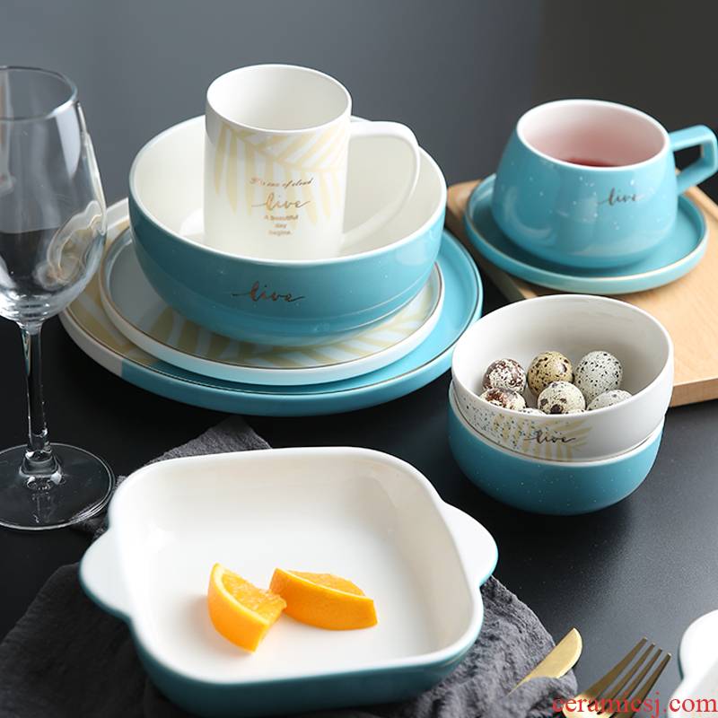 Nordic secret contracted up phnom penh ceramic tableware household food dish plate baking pan eat bowl soup bowl