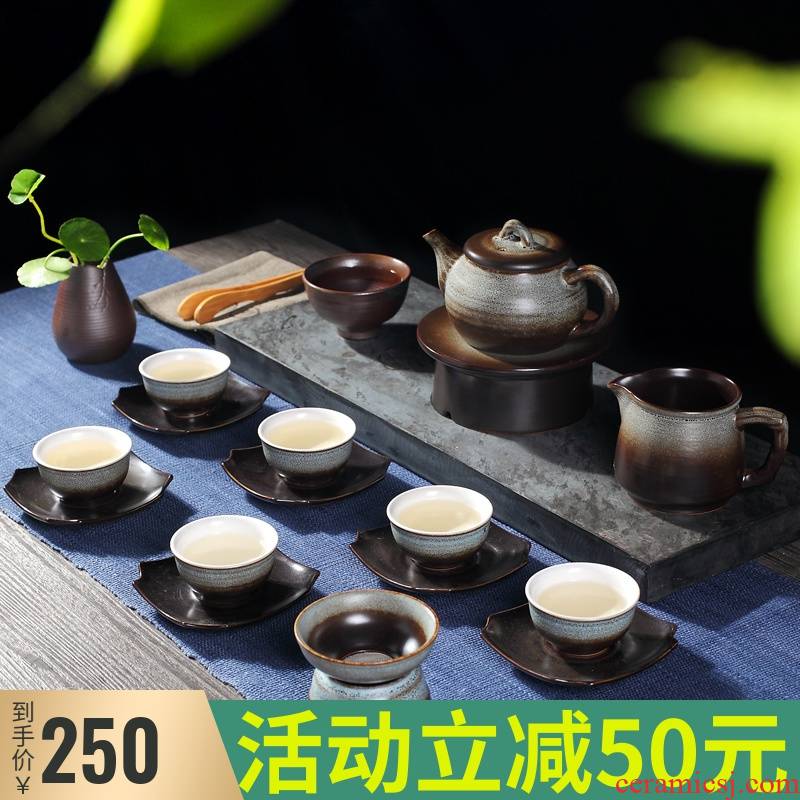 Tea set to restore ancient ways household jingdezhen ceramic retro kung fu Tea pot office high - grade gift boxes