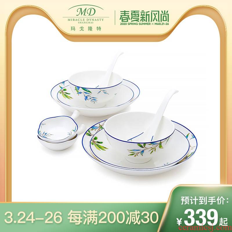 Margot lunt 10 head of parrot ipads porcelain tableware suit 2-4 doses of household suit to use plates spoon gift boxes