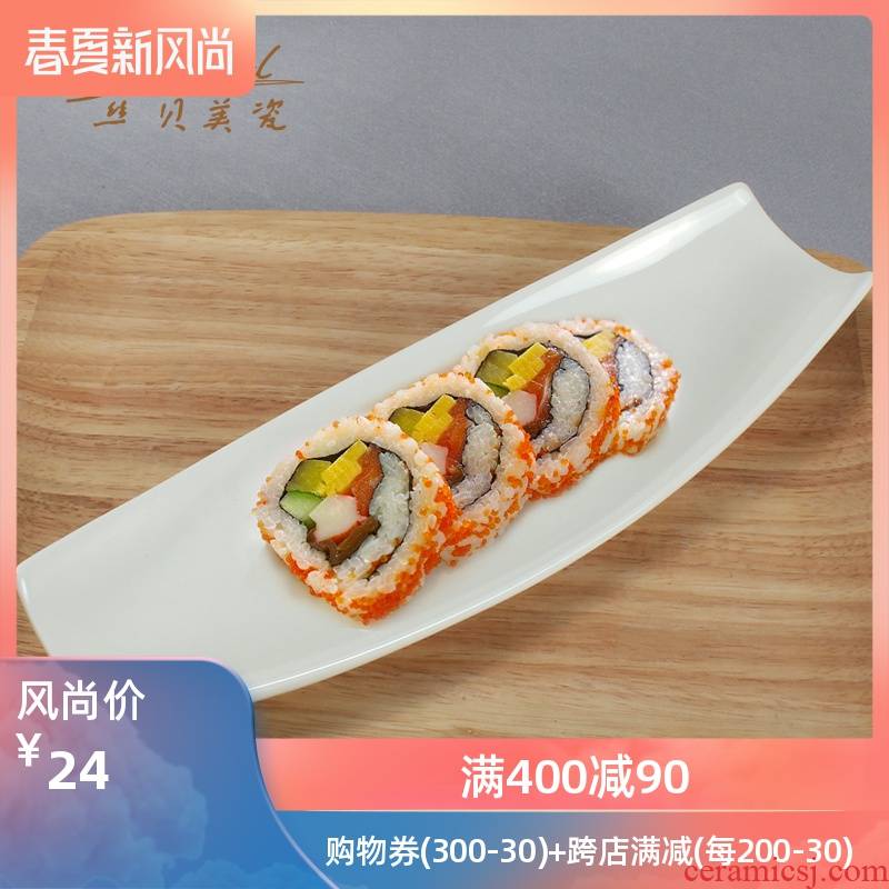 Western - style food tableware of pottery and porcelain plate pure white European Japanese sushi of plate strip plate all the hotel hotel