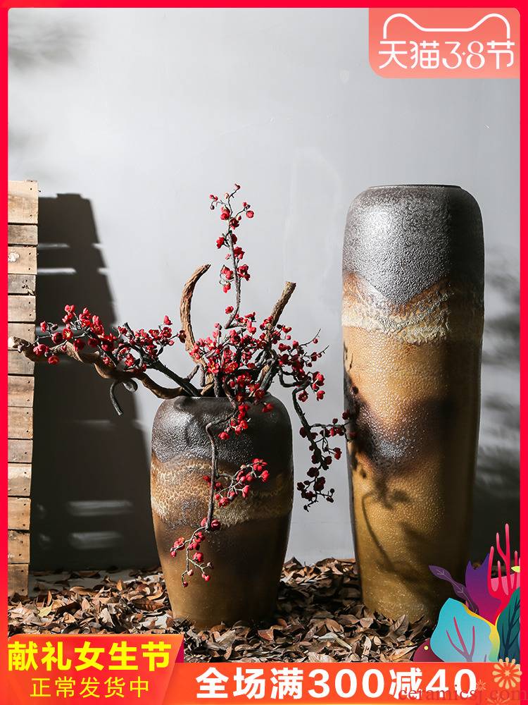New Chinese style restoring ancient ways is coarse TaoHua device between example flower company in the hotel lobby sitting room club ceramic vase furnishing articles