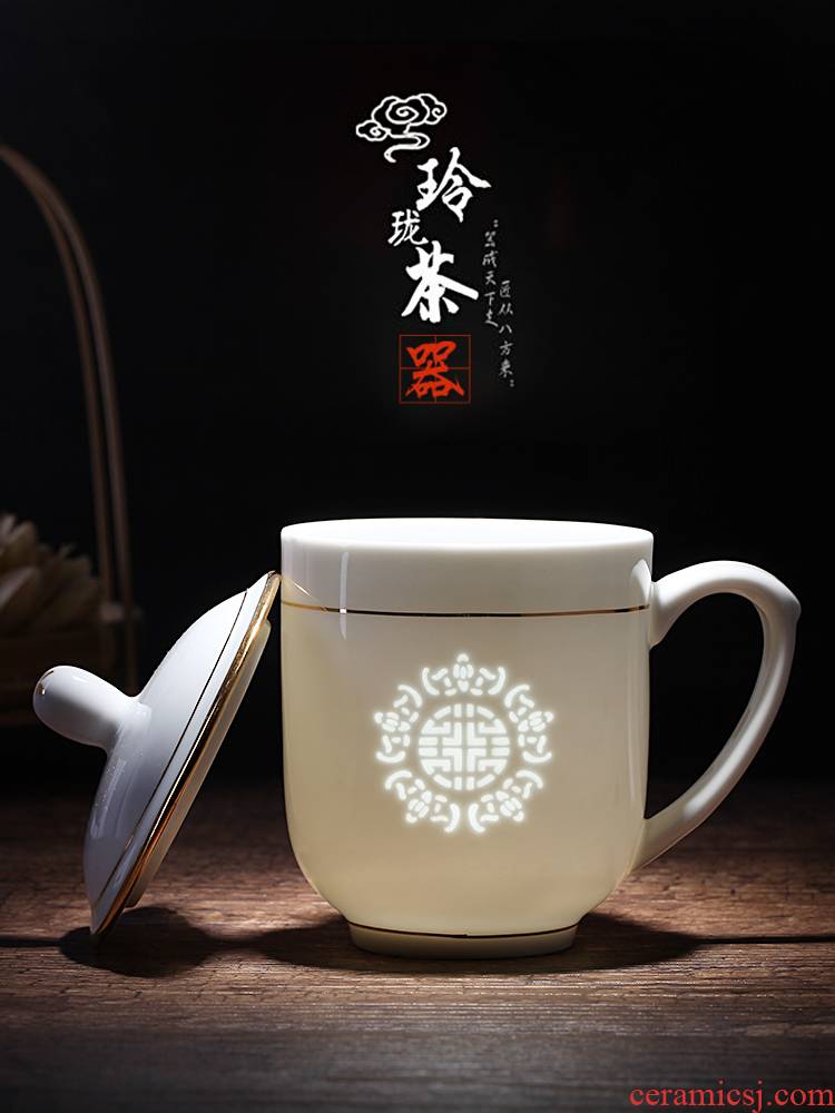 Jingdezhen ceramic cups ipads porcelain cup home office with cover cup tea cups and exquisite paint cup in the meeting room