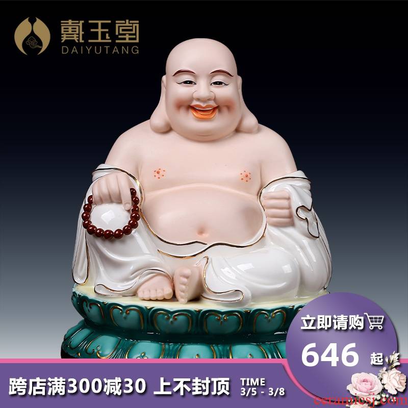 Yutang dai ceramic paint color smiling Buddha home home furnishing articles smiling Buddha sit full lotus and heavily coloured drawing or pattern