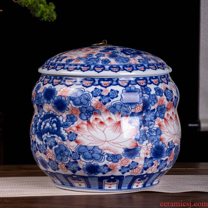 Jingdezhen ceramic barrel home 20 jins of 25 kg pack with cover flour barrels moistureproof insect - resistant ricer box sealing m as cans