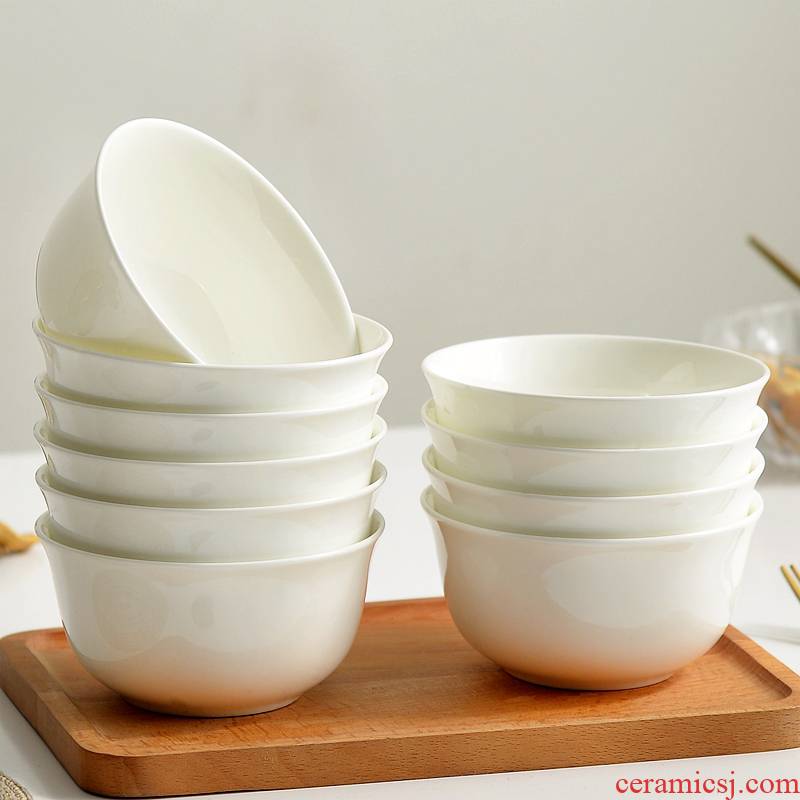 Pure white ipads bowls of household utensils suit individual eat bowl white bowls of Chinese New Year with good ceramic rice bowls