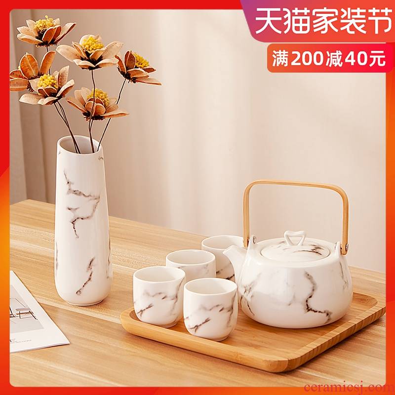 Japanese household kung fu tea sets suit ceramic water with the sitting room the teapot teacup kettle of water glass tea table