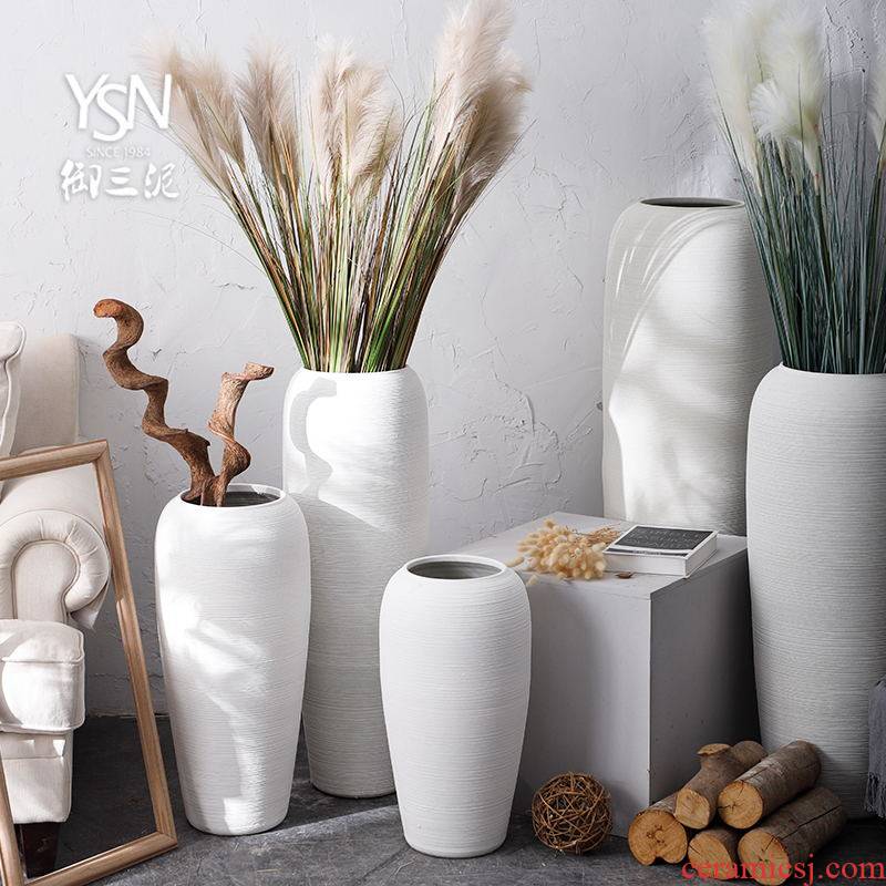 Be born pottery decorative furnishing articles I and contracted jingdezhen ceramic vase Nordic white flower arranging dried flowers, the sitting room
