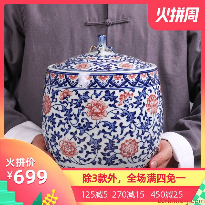 Jingdezhen ceramic tea cake caddy fixings large household wake receives porcelain POTS sealed tank storage tanks