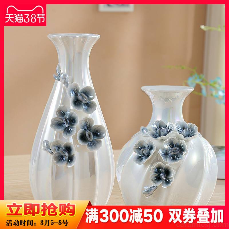 Light key-2 luxury European - style modern ceramic vase furnishing articles creative dried flowers sitting room TV ark, home decoration flower arranging flowers