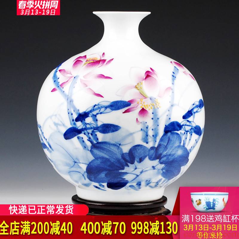 Jingdezhen ceramics celebrity hand - made master hu, vases, flower arranging Chinese style living room home decoration furnishing articles