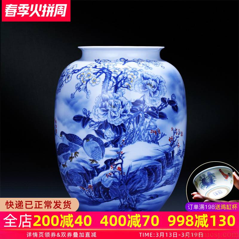 Jingdezhen ceramics hand - made large blue and white porcelain vase a snow harvest idea gourd bottle home furnishing articles