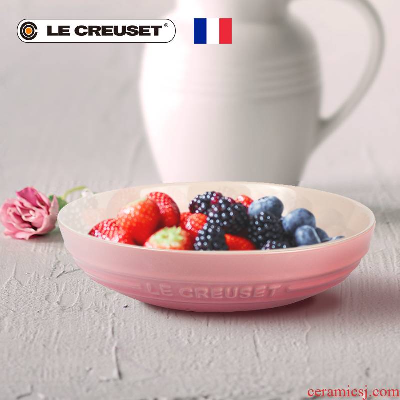 France 's LE CREUSET cool color stoneware circular deep dish 20 cm colored multi - color optional food fish dish