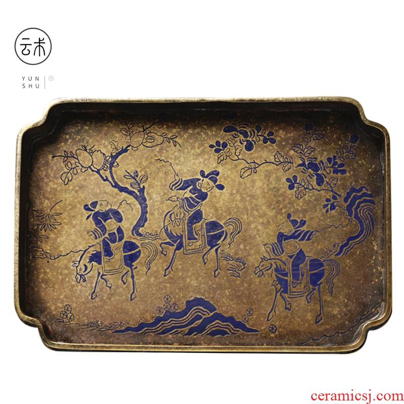 Cloud art of jingdezhen manual archaize pure copper paint paint pot bearing song type copper pot pad bark grain dry mercifully tea tray