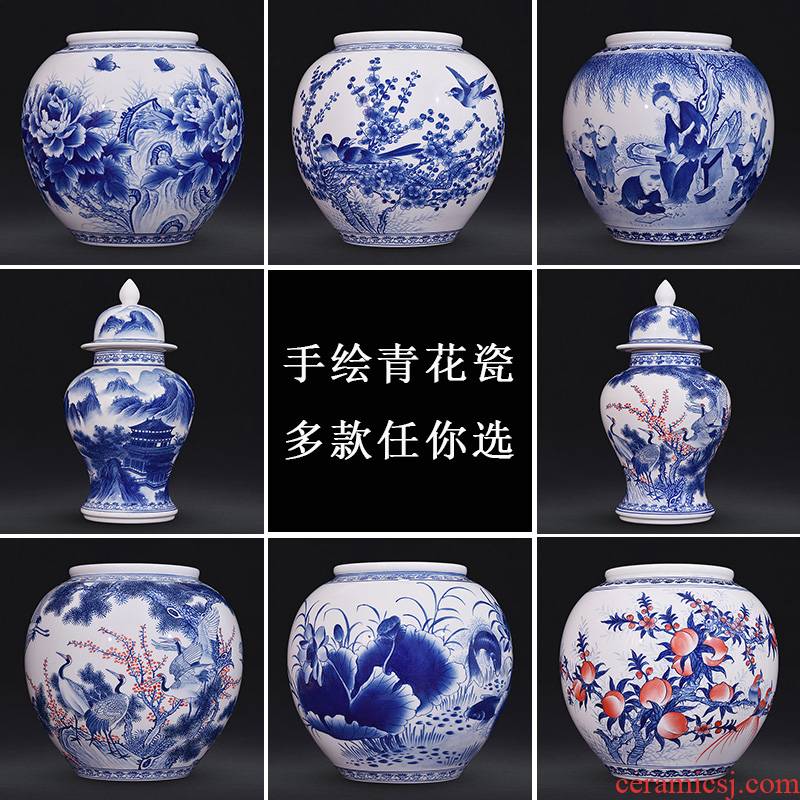 Jingdezhen ceramics hand - made of new Chinese style classic blue and white porcelain vase household adornment handicraft furnishing articles sitting room