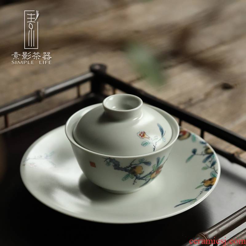 Make tea plain film only three tureen large single dehua checking ceramic cups restoring ancient ways is inferior smooth white pottery kung fu tea set