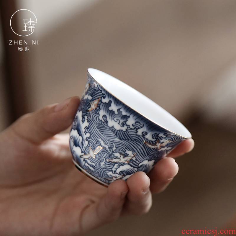By mud colored enamel cup kung fu tea set single glass ceramic household sample tea cup jingdezhen porcelain cup bowl host